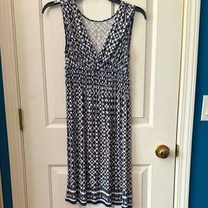 Max Studio Navy and White Sleeveless Dress XS